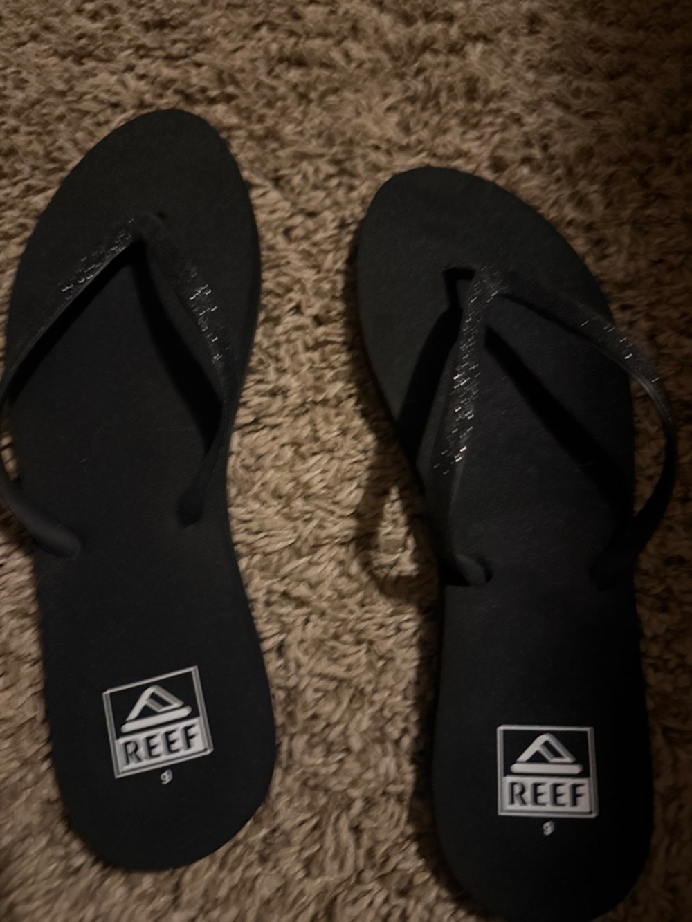 Reef Black Sparkle Strap Flip Flops